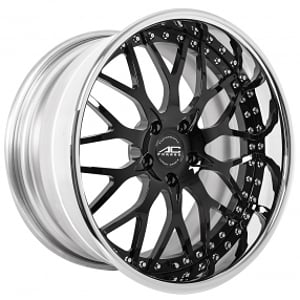 24" AC Forged Wheels ACF701 Black Face with Chrome Lip Three Piece Rims