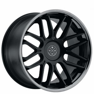 20" Blaque Diamond Wheels BD-27 Satin Black with Black Chrome Lip Rims