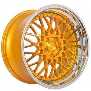 20" Rennen Wheels Rims  CSL 5 Gold with Chrome Step Lip Rims 