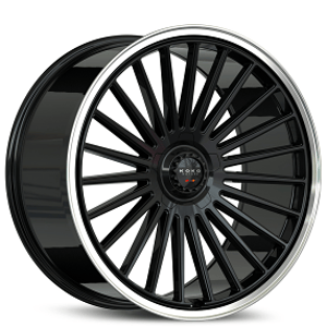 22" Koko Kuture Wheels Parlato Gloss Black with Polished Lip Flow Formed Spindle Cap Rims