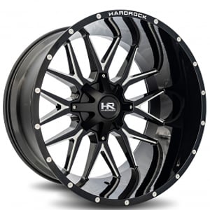 24" Hardrock Wheels H700 Affliction Gloss Black Milled Off-Road Rims 