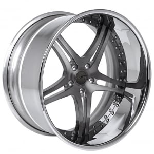 19" Staggered AC Forged Wheels ACF702 Brushed Double Dark Tint Face with Chrome Lip Rims