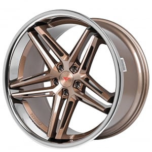 22" Staggered Ferrada Wheels CM1 Brushed Cobre with Chrome Lip Rims