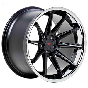 22" Staggered Ferrada Wheels CM2 Custom Matte Black with Chrome Lip Rims