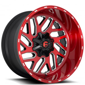 20" Fuel Wheels D691 Triton Brushed Candy Red Milled Off-Road Rims 
