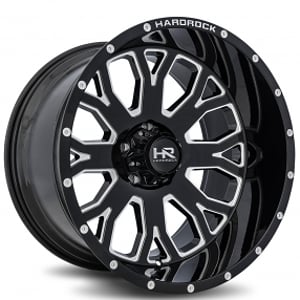 20" Hardrock Wheels H504 Slammer Xposed Gloss Black Milled Off-Road Rims