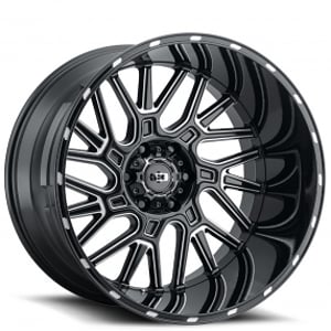 22" Vision Wheels 404 Brawl Gloss Black with Milled Spoke Off-Road Rims