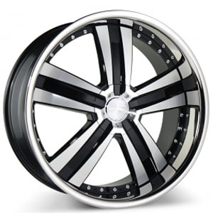 22" Ace Alloy C899 Deluxe Black Machined with SS Lip Wheels (Blank, +20mm)