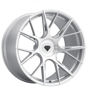 19" Staggered Blaque Diamond Wheels BD-F18 Brushed Silver Flow Forged Rims 