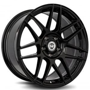 19" Staggered Curva Wheels CFF300 Gloss Black Flow Forged Rims