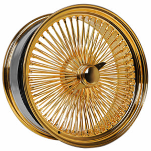 20x8" LA Wire Wheels Standard 150-Spoke Straight Lace American Gold Plating Rims