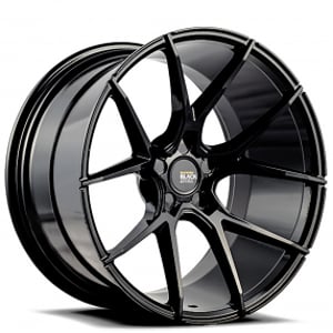 21" Staggered Savini Wheels Black Di Forza BM14 Gloss Black Rims