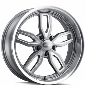 20" Staggered Ridler Wheels 608 Grey with Milled Spokes and Diamond Lip Rims