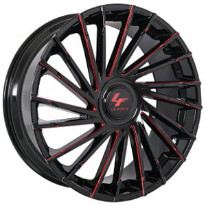 22" Lexani Wheels Wraith-XL Custom Gloss Black with Red Milled Rims