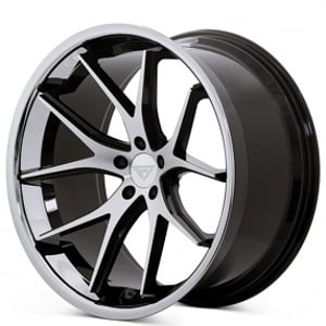 22" Staggered Ferrada Wheels FR2 Black Machined with Chrome Lip Polaris Slingshot / 3-Wheeler Rims