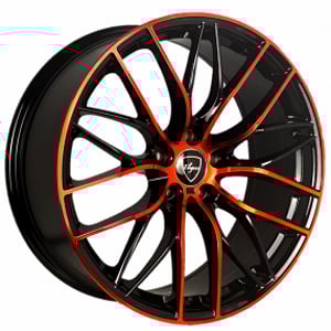 20" Staggered Elegant Wheels E010 Gloss Black with Candy Red Face Rims