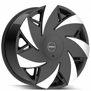 22" Strada Wheels Turbina Gloss Black with Machined Tips Rims