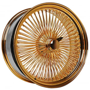 20x8" LA Wire Wheels Standard 150-Spoke Straight Lace American Gold Triple Plating Rims