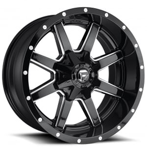 22" Fuel Wheels D610 Maverick Gloss Black Milled Off-Road Rims 