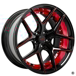 20" Staggered AC Wheels Divino Gloss Black with Red Milled and Inner Deep Concave Rims