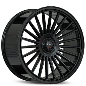 22" Koko Kuture Wheels Parlato Gloss Black Flow Formed Spindle Cap Rims