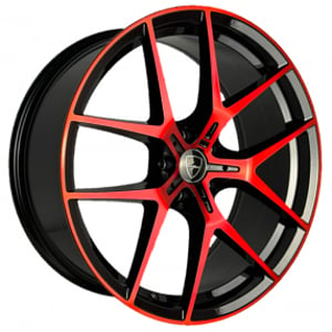 20" Elegant Wheels E017 Gloss Black with Candy Red Face Rims
