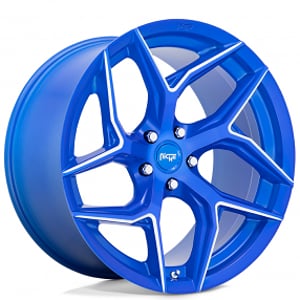 20" Staggered Niche Wheels M268 Torsion Anodized Blue Milled Rims