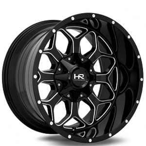 20" Hardrock Wheels H712 Indestructible Gloss Black Milled Off-Road Rims