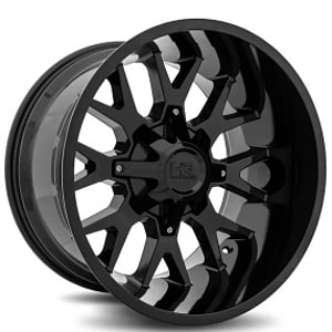 22" Hardrock Wheels H700 Affliction Gloss Black Off-Road Rims