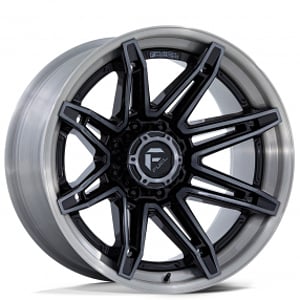 22" Fuel Wheels FC401BT Brawl Gloss Black with Brushed Dark Tinted Clear Face and Lip Off-Road Fusion Forged Rims