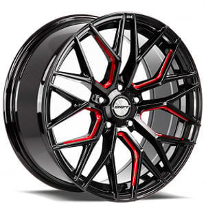 18" Shift Wheels Spring Gloss Black with Candy Red Milled Rims 