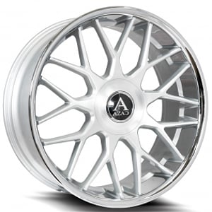 26" Azad Wheels AZV02 Brushed Silver with SS Lip XL Cap Rims