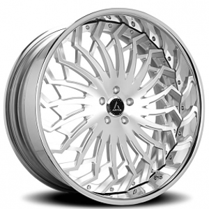 22" Staggered Artis Forged Wheels Spartacus Brushed Silver Face with Chrome Lip Rims