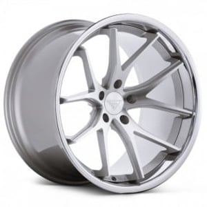 20" Staggered Ferrada Wheels FR2 Silver Machined with Chrome Lip Rims