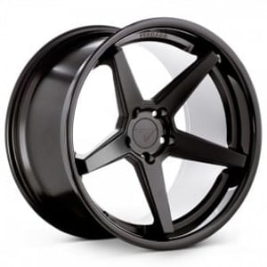 22" Staggered Ferrada Wheels FR3 Matte Black with Gloss Black Lip Rims