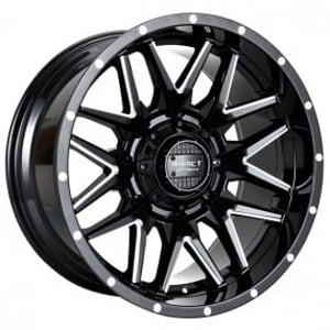 18" Impact Off-Road Wheels 819 Gloss Black with Milled Windows Rims