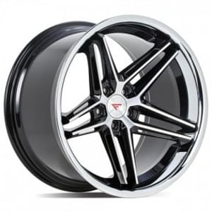 22" Staggered Ferrada Wheels CM1 Black Machined with Chrome Lip Rims