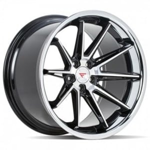 20" Staggered Ferrada Wheels CM2 Machined Black with Chrome Lip Rims