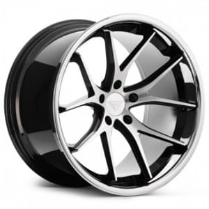 22" Ferrada Wheels FR2 Black Machined with Chrome Lip Rims