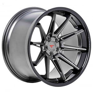 22" Staggered Ferrada Wheels CM2 Custom Matte Graphite with Gloss Black Lip Rims