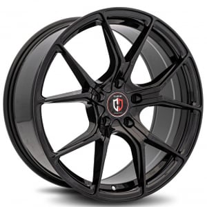 19" Staggered Curva Wheels C42 Gloss Black Rims