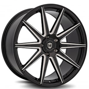 20" Staggered Curva Wheels C49 Black Milled Rims 
