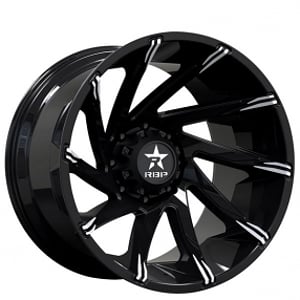 22" RBP Wheels 77R Spike Gloss Black Machined Accent Off-Road Rims