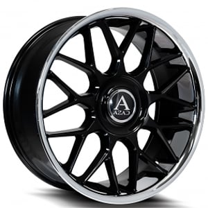 26" Azad Wheels AZV02 Gloss Black with SS Lip XL Cap Rims