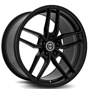 20" Staggered Curva Wheels CFF25 Gloss Black Flow Forged Rims 