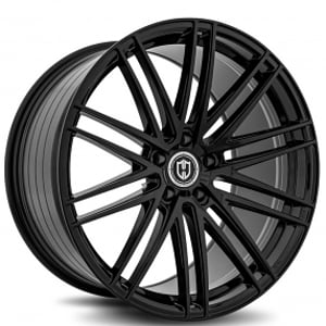 20" Staggered Curva Wheels CFF50 Gloss Black Flow Forged Rims