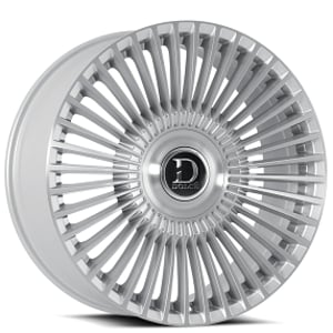 22" Dolce Luxury Wheels Trento Gloss Silver with Brushed Face Floating Cap Rims