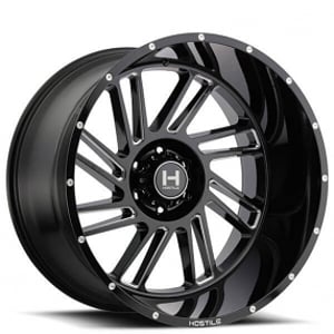 20" Hostile Wheels H110 Stryker Gloss Black with Milled Accents Off-Road Rims