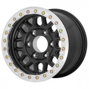 17" KMC Wheels KM234 Grenade Desert Beadlock Satin Black Off-Road Rims 