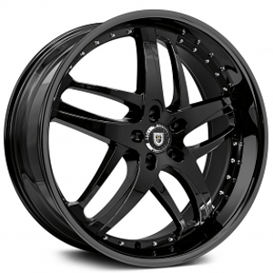 22" Staggered Lexani Wheels Solar Gloss Black Rims 
